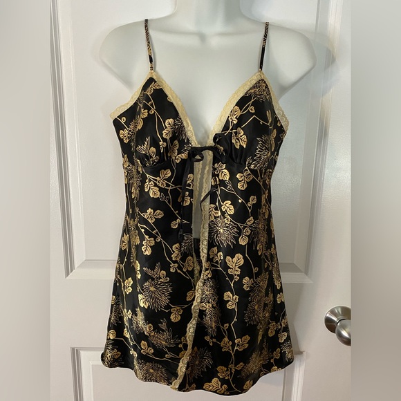 NEW Victoria’s Secret La SENZA 2-pc Lingerie Top and Panty Black and Gold M / S - Picture 2 of 11
